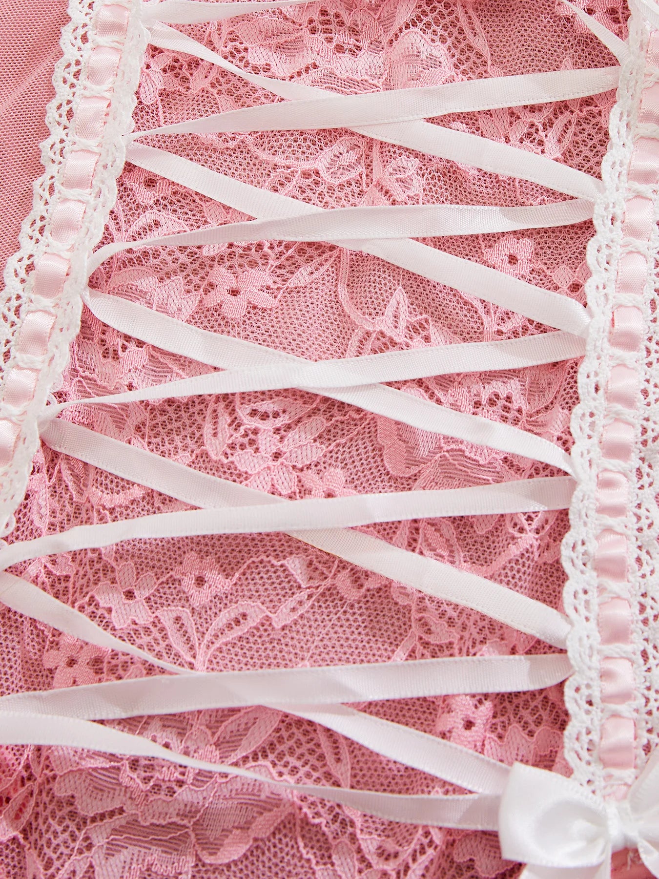 Ellolace Fancy Lace Bodysuit With Long Stocking Lace Up Onlyfan Body Suit Girly Pink Sexy Dames Sexy Top Sissy Lingerie