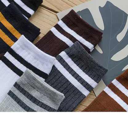 5/10 Pair  New Striped Casual Breathable Socks High Quality Harajuku Retro Socks Men/Women Cotton Socks
