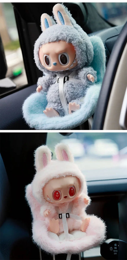 15-17cm Car Doll Seat  Labubu Doll Safety Seat Cute Doll Air Outlet Aromatherapy Decoration Car Interior Decoration