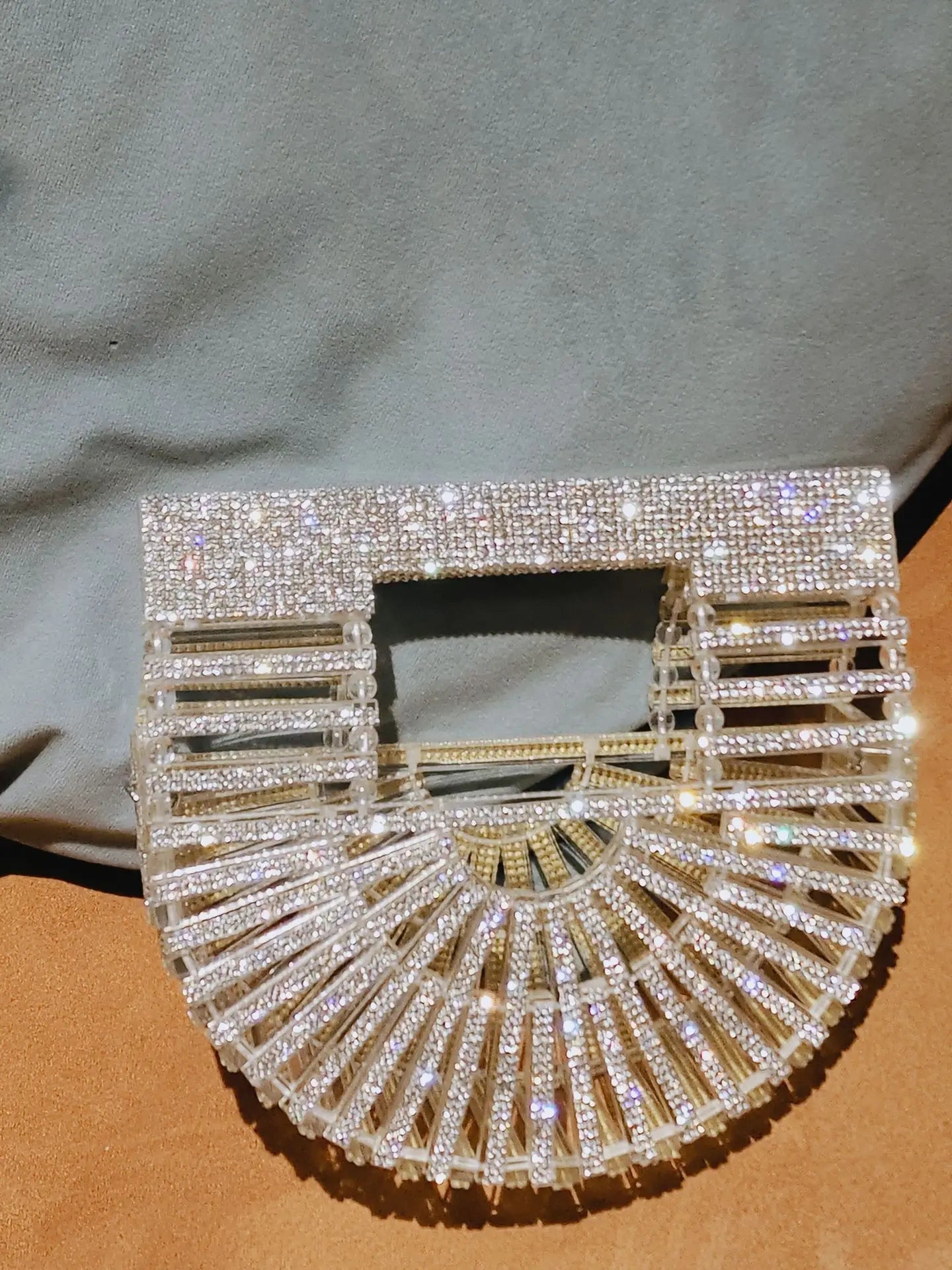 ﻿JIOMAY Half Moon Bag Rhinestone Purse Luxury Designer Handbags Clutch Evening Mini Basket Bling Tote Bag Crystal Wedding Bags
