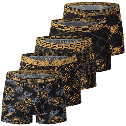 10 Men's Boxer Underwear Black Gold Random Soft And Comfortable Skin-friendly Joker Four Seasons Selling Adolescent Shorts