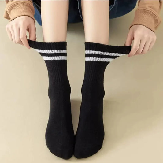 6 Pairs Women's Mid Socks Solid Color Breathable Comfortable In Autumn Winter Sweat Absorbing High-Quality Casual Socks Sports