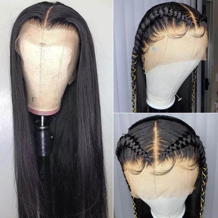 30 40 Inch Straight HD Lace Front Wig Brazilian Cheap Frontal pre plucked Straight Wigs For Women Choice Human Hair 250 Density