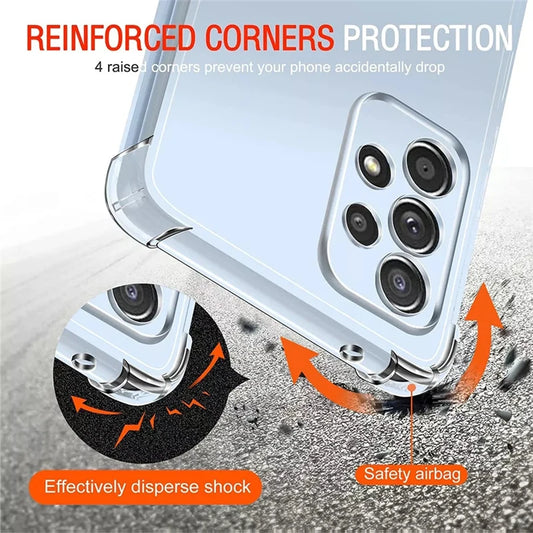 Shockproof Clear Silicone Case For Samsung A15 A25 A35 A55 A54 A34 A14 A04 A53 A73 A33 A23 A13 A52 A32 A51 A71 A50 A7 A9 A8 Capa
