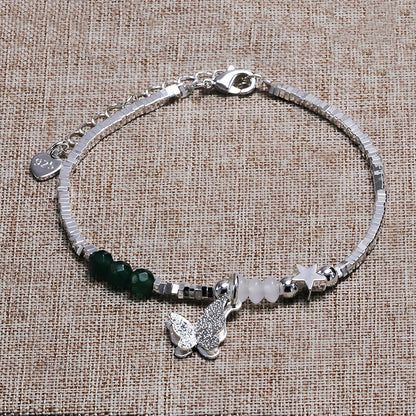 VENTFILLE 925 Sterling Silver Diamond-Studded Butterfly Bracelet Women's Fashion Temperament Flower Adjustable Bracelet