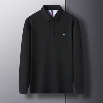 New Men's Casual and Fashionable Embroidered Long Sleeved Polo Shirt Comfortable Breathable and Versatile Summer Top