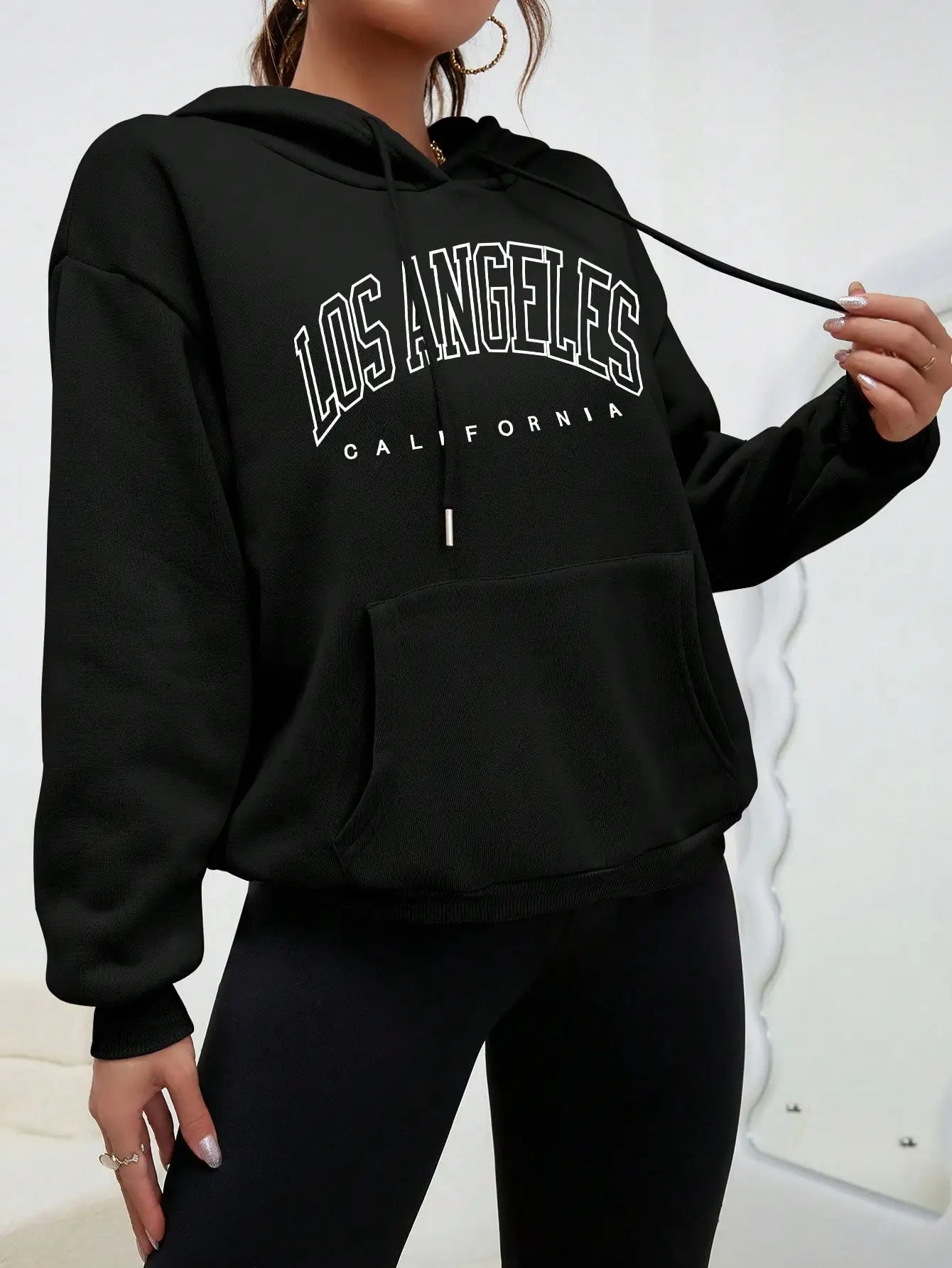 Women's Hoodies Los Angeles California Letter Printing Pocket Hoodie Casual Oversize Long Sleeve Clothes New In sweatshirts