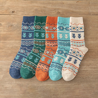 5Pairs New Design Witner Socks Thick Warm Christmas Socks Man Women Couple Socks Free Size 9022