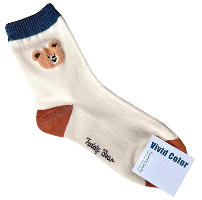 Good Quality Cartoon Elegant Lady Bear Women's  Cute Socks Cotton Harajuku Style Woman Novelty Breathable Sox Christmas Gifts