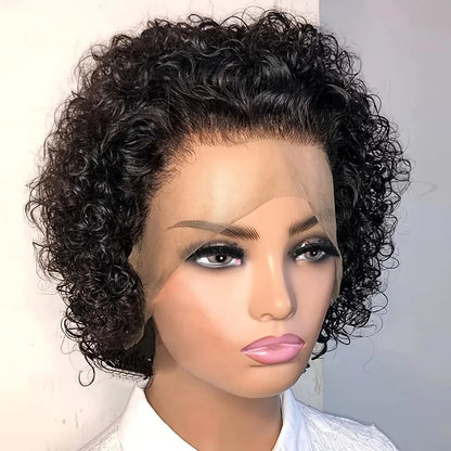 Sale Short bob deep wave wig full lace wigs short styles Transparent Curly Short Bob Wig 13x1 Lace Wig Remy Human Hair