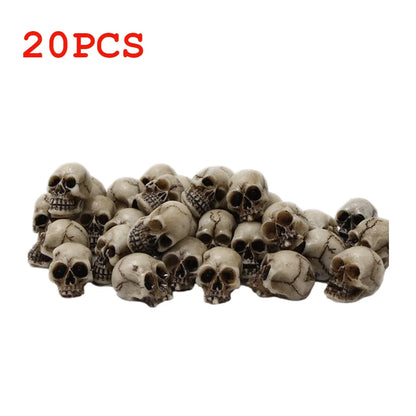 20Pcs Gothic Skull Sculptures Collectable Halloween Decoration Skeleton Statues Ornament Landscape Garden Potted Plant Decor