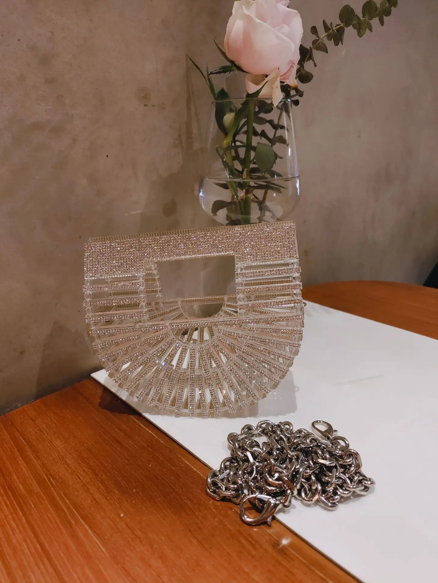 ﻿JIOMAY Half Moon Bag Rhinestone Purse Luxury Designer Handbags Clutch Evening Mini Basket Bling Tote Bag Crystal Wedding Bags