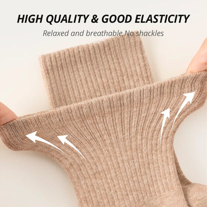 HSS 95% Combed Cotton Socks Men Business Dress Long Socks Casual Solid Color Spring Summer Black White Unisex Socks Comfortable