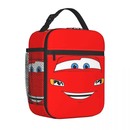 Happy Lightning Mcqueen Cars Insulated Lunch Bag Cooler Bag Reusable High Capacity Tote Lunch Box for Men Women School Outdoor