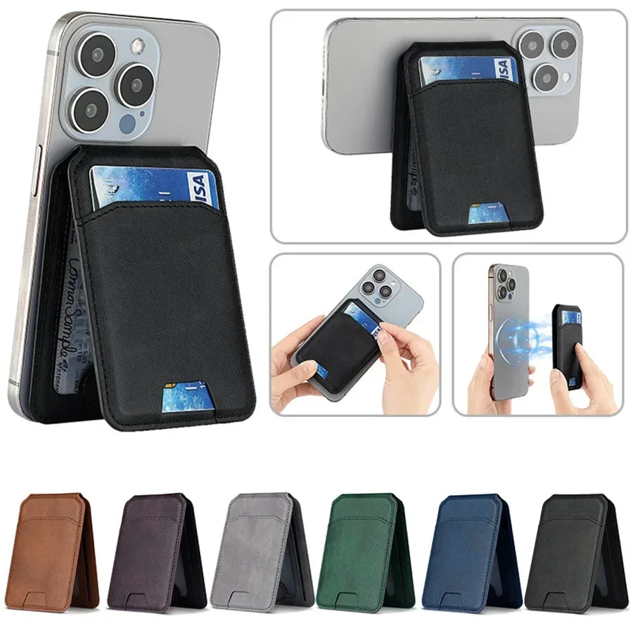 Magsafe Card Wallet Phone Stand PU Leather Magnetic Card Holder  Phone Cases Bracket Stand with Kickstand for IPhone 13/14/15/16