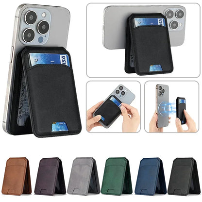 Magsafe Card Wallet Phone Stand PU Leather Magnetic Card Holder  Phone Cases Bracket Stand with Kickstand for IPhone 13/14/15/16
