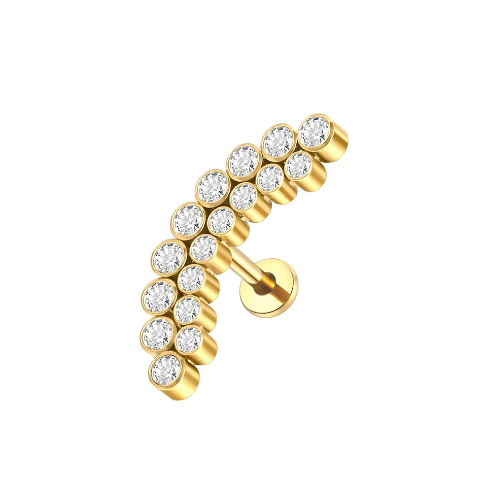 1pcs Titanium Piercing Cross Flower Stud Earring Internally Threaded Cubic Zircon Tragus Helix Piercing Body Jewelry