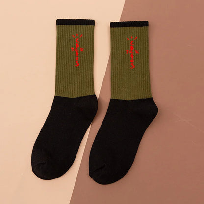 Mid Tube Cotton Socks for Sports Skateboarding with Unique Ghost Face Role-playing Design colour socks