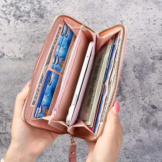 New Fashionable Japanese and Korean Large Capacity Zipper Wallet Long Wallet for Women Handheld Bag for Women
