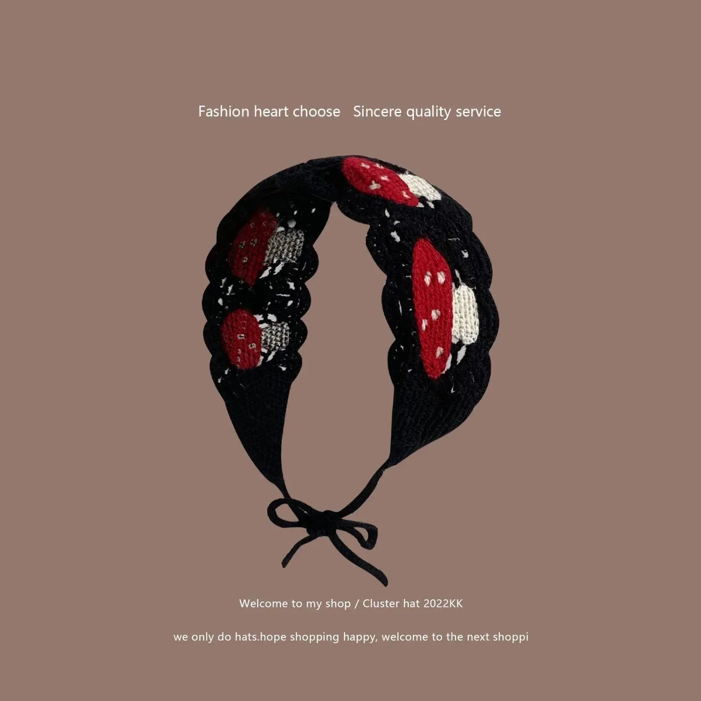 Cartoon Crochet Mushroom Hair Bands Vintage Fashion Hair Scarf For Women Flower Knit Holiday Headband Headwrap Hair Accessories