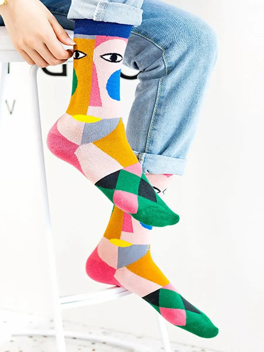 1 Pair Women's Cartoon Casual Cotton Harajuku  Skateboard Socks
