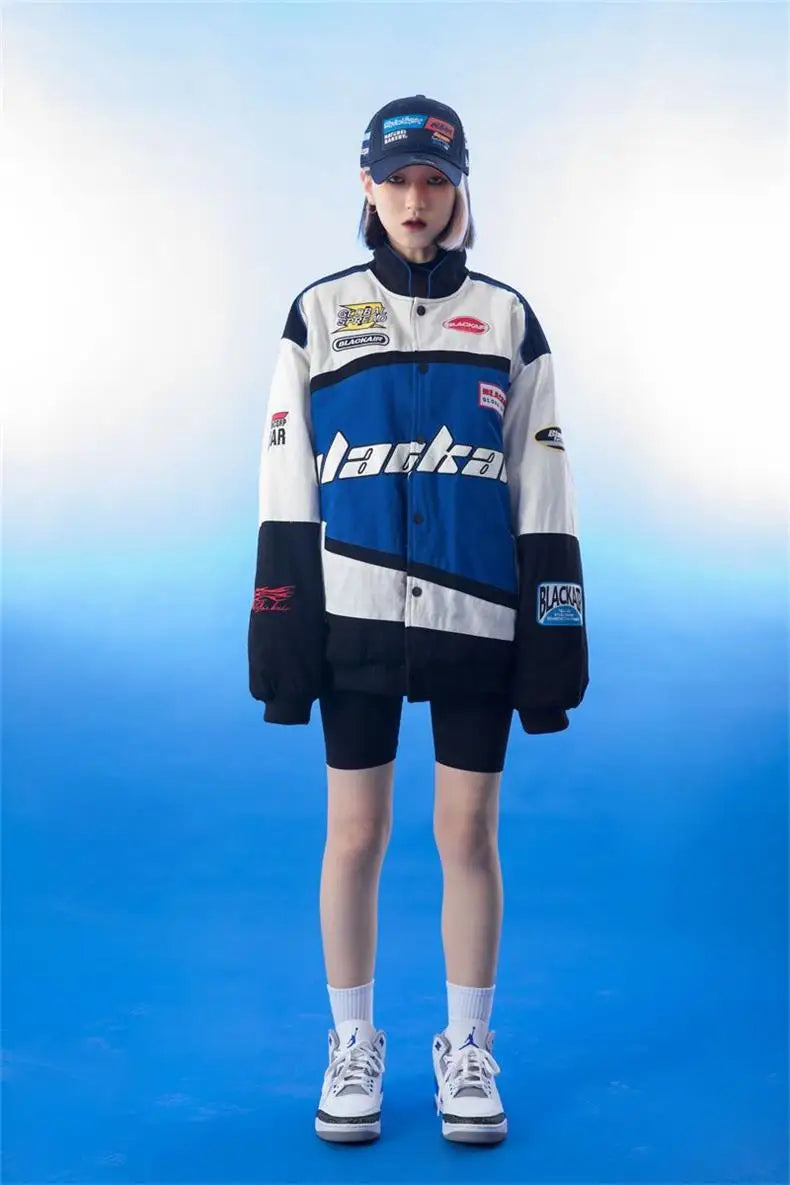 Embroidery Motorcycle Baseball Jackets Men Y2K Harajuku Letter Patchwork Coats Vintage Hip Hop Streetwear Varsity Jacket Unisex