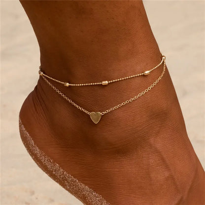 VAGZEB 2024 New Bohemia Handcuffs Anklet Multilayer Silver Color Foot Chain Fashion Ankle Bracelet For Women Beach Jewelry