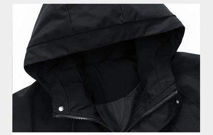 Windbreakers Men Hooded Jacket Zipper Coat Cargo Waterproof Black Bomber Camping Loose Thin Softshell Hooded Hiking Jacket