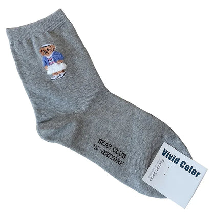 Good Quality Cartoon Elegant Lady Bear Women's  Cute Socks Cotton Harajuku Style Woman Novelty Breathable Sox Christmas Gifts