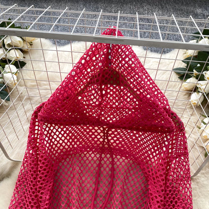 SINGREINY Summer Knitted Hooded Cadigans Women Long Sleeve Thin Streetwear Irregular Outerwear Hollow Out Sun-proof Blouses