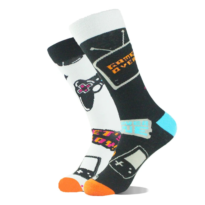 AB Happy Cotton Funny Socks Men Beer Panda Duck Crazy Design Sokken Unisex Novelty Plant Piano Crew Skateboard Calcetines Hombre