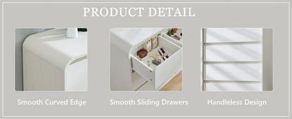 Modern 6 Drawers Dresser, 47" Wide Wood Dressers & Chests of Drawers w/Curved Profile Design, Natural Texture for Bedroom.