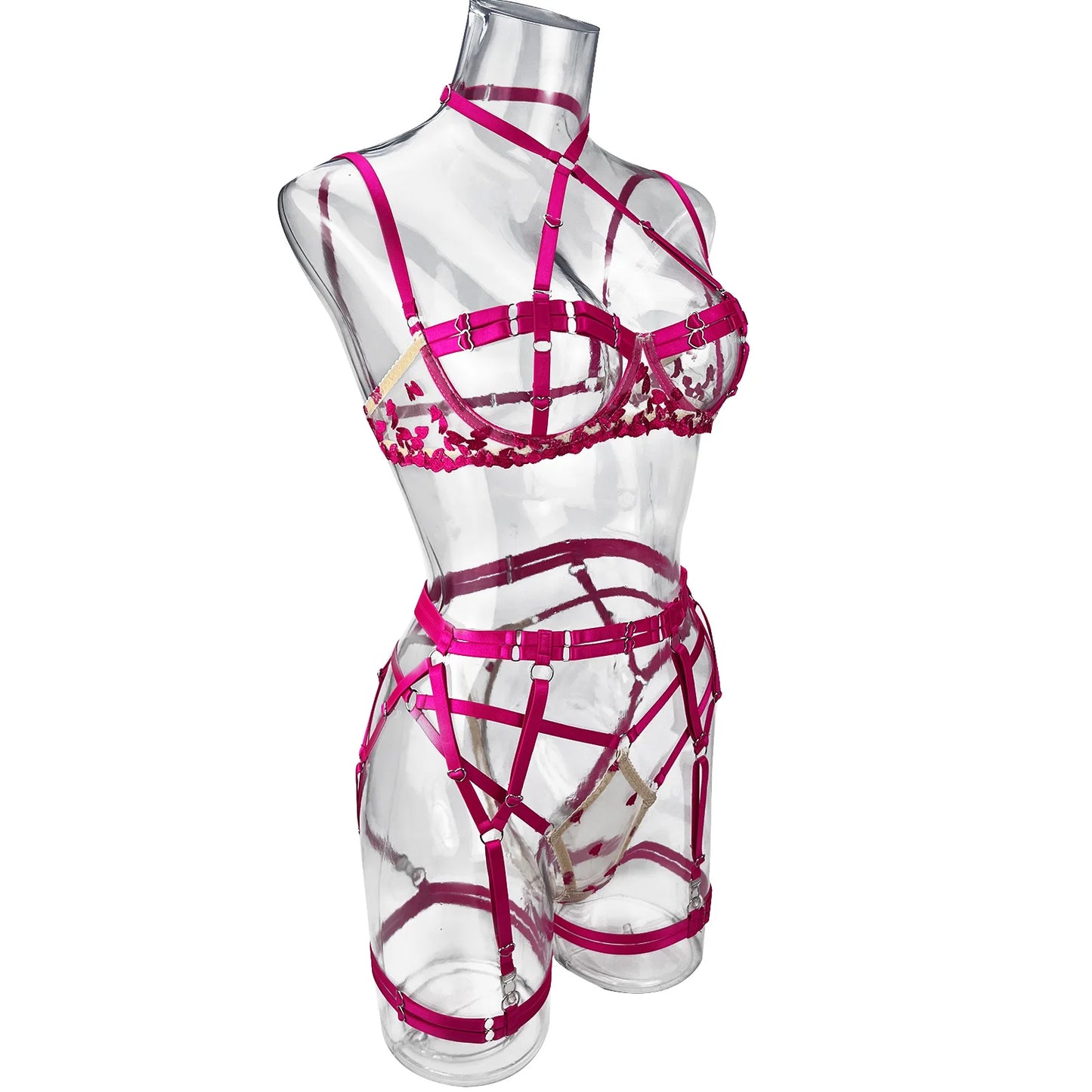 Ellolace Sensual Lingerie Open Bra Kit Push Up Uncensored Fancy Exotic Sets Heart-Shaped Embroidery Fairy Beautiful Underwear