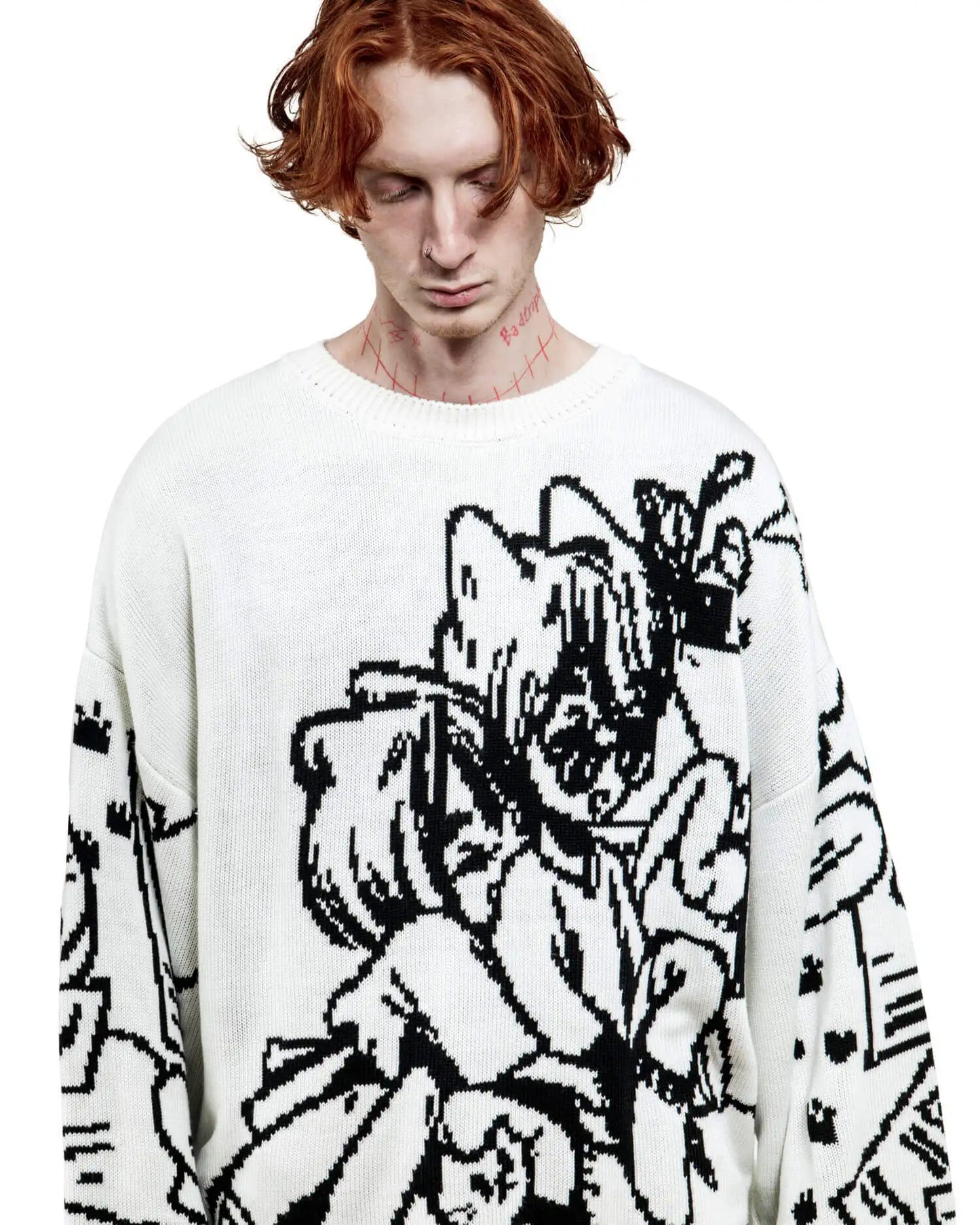 Vintage Cartoon Knitted Women Sweaters Winter Casual Oversize Men Fashion Streetwear Tops Harajuku Pullover Y2k Clothes 90s Goth