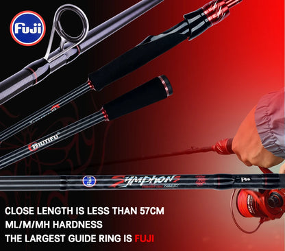 BIUTIFU Spinning Casting Fuji Lure Mini Traveller Rock Fishing Rod 3.0/2.4/2.1/1.8m T800Carbon Baitcasting Ultralight Fast 5-42g