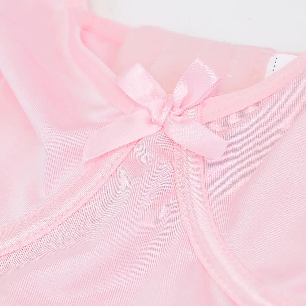 Ellolace Fancy Sexy Lingerie Girly Pink Corset Dress With Stocking g-String Tightening Matching 5-Piece Sissy Lace Onlyfans Kit