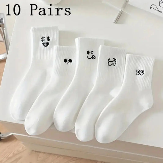 5Pcs/10Pc/20Pcs Casual Men's Spring And Summer Deodorant Absorbent Mid-tube Socks Breathable Casual White Durable Socks