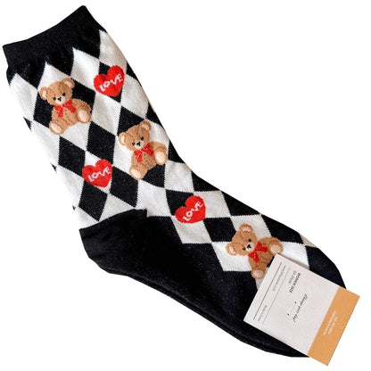 Good Quality Cartoon Elegant Lady Bear Women's  Cute Socks Cotton Harajuku Style Woman Novelty Breathable Sox Christmas Gifts
