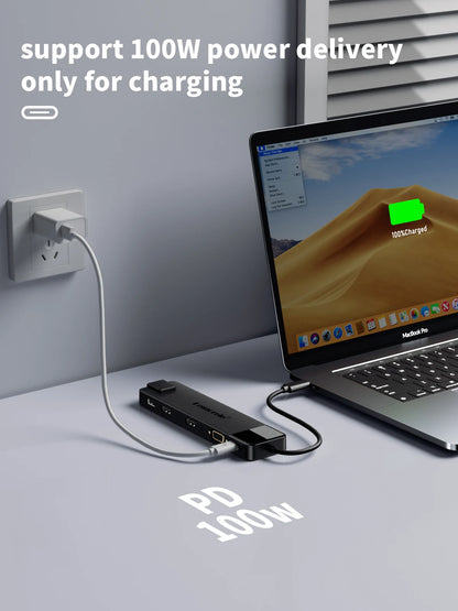 Lemorele 4K USB Hub USB C to Dual HDMI VGA Gigabit Docking Station USB 3.0 VGA Adapter SD Card Readers  for Windows MacBook Air