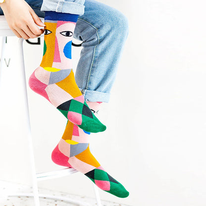1 Pair Women's Cartoon Casual Cotton Harajuku  Skateboard Socks