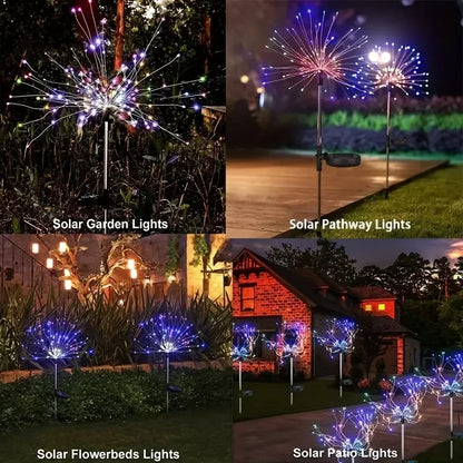 NEW Garedn Solar Fireworks Lights Outdoor Waterproof Solar Garden Lights 8 Lighting Modes with Remote Control Decorations Light