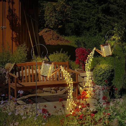 1pc Solar Watering Can with Lights,Solar Lanterns Outdoor Hanging Waterproof Garden Decor,Solar Garden Lights Yard Decorations
