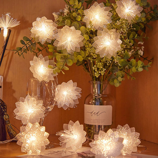 2/3M LED Fiber Optic Fairy Light Battery Powered Garland Holiday Wedding Party Birthday Decor Artificial Flowers String Lights