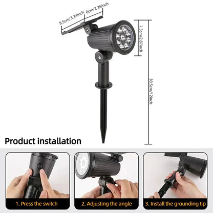 9 LED Solar Spot Lights IP65 Waterproof Outdoor RGB Solar Landscape Lights Brightness Adjustable for Garden Yard Palm Trees