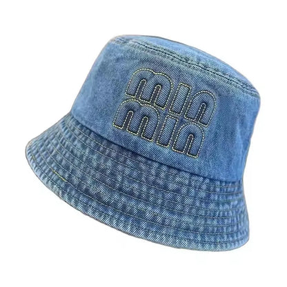 Spring Summer Strawberry Embroidery Denim Jeans Bucket Hat Legent Fisherman Hats for Women Foldable Sport Sun Beach Panama Caps