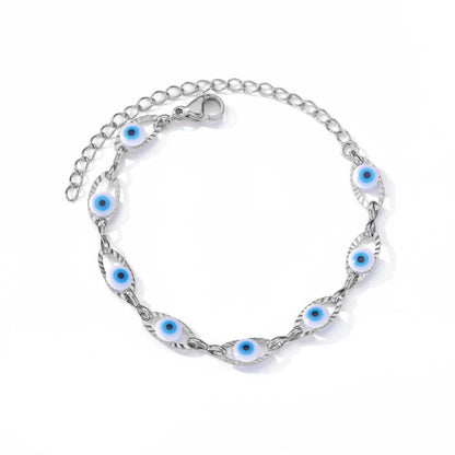 Gothic Rainbow Evil Eye Bracelets For Women Stainless Steel Gold Color Turkish Demon Chain Charm Bracelet Summer Beach Jewelry
