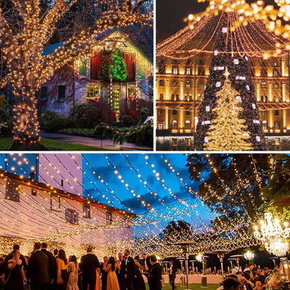 Solar LED String Lights Waterproof with 8 Lighting Modes Twinkling Solar Powered Fairy Lights for Outdoor Christmas Decoration