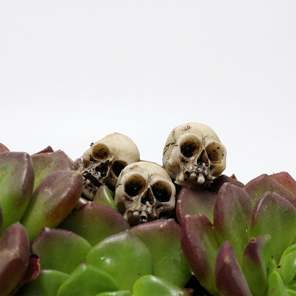 20Pcs Gothic Skull Sculptures Collectable Halloween Decoration Skeleton Statues Ornament Landscape Garden Potted Plant Decor