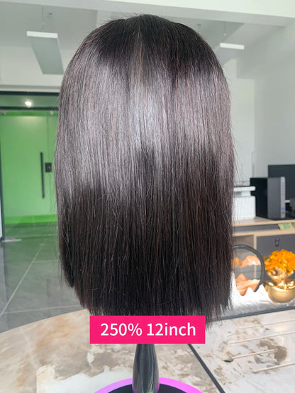 Raw Hair Vietnamese 250 Density 100 Human Hair Lace Frontal Wigs Straight Natural Black 13x6 Bob Wig Lace Front Human Hair Wigs