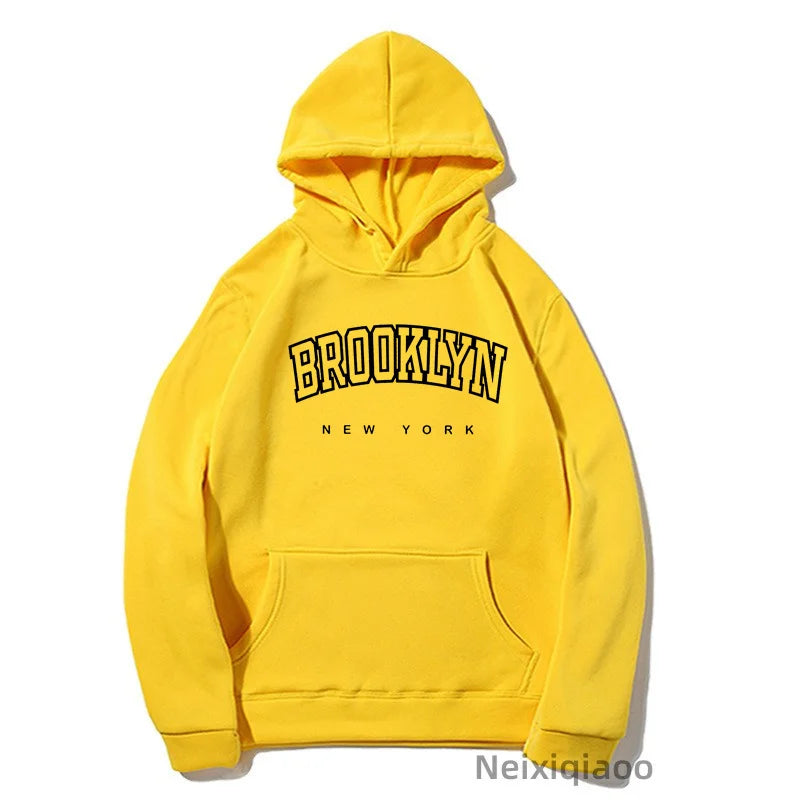 Women Brooklyn Letter USA Funny Black Hoodie Girl Autumn Winter Fleece Sweatshirts Female Harajuku Y2k Clothes